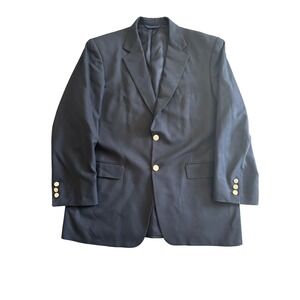 Burberry London Mens 40R Black Wool Blazer Gold Crest Button Sport Coat USA